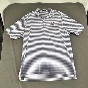 Turtleson Golf Polo Shirt Mens XL Blue White Stripe Gentlemen’s Cup Performance
